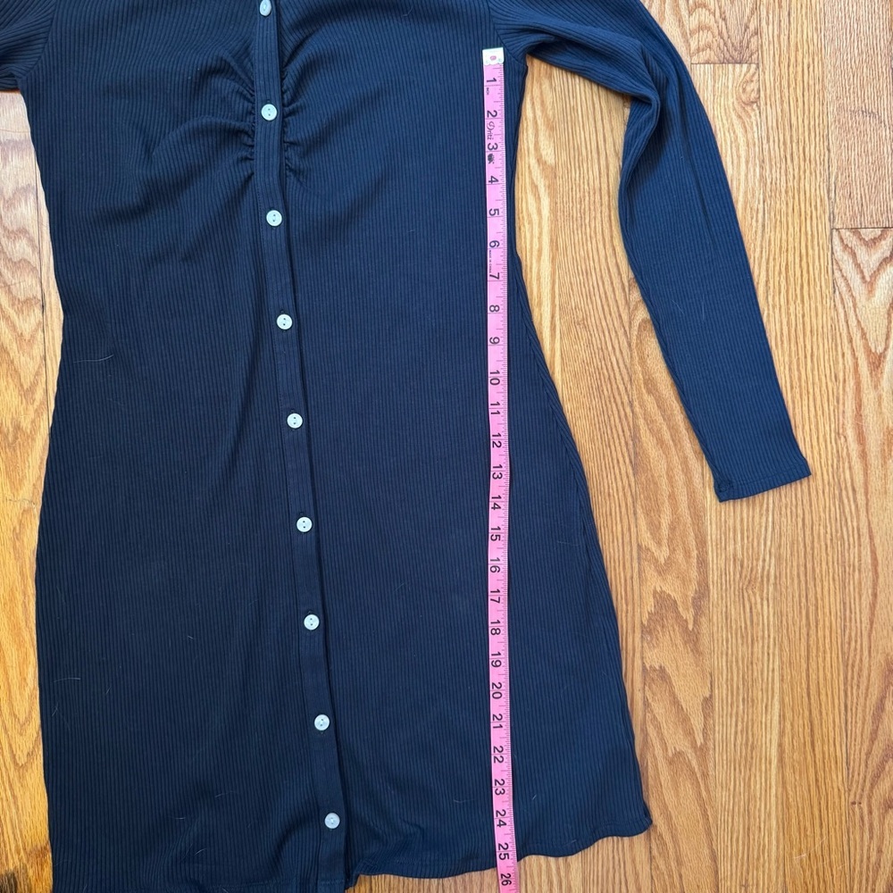 American Eagle Ruched Knit Button-Front Mini Dress Charcoal Gray Women’s Size M - Picture 11 of 12